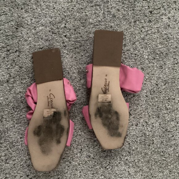 Circus by Sam Edelman Iggy Slide Sandals | Pink Ruched Faux Leather | 10 - Picture 2 of 2